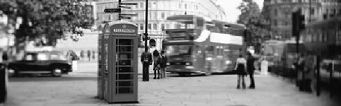 Phone Box Trafalgar Square Afternoon London England United Kingdom Canvas Art - Panoramic Images (36 x 12)