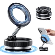 Vacuum Magnetic Phone Holder, 96 LBS Strong Suction, 360  Adjustable Cell Phone Holder for Car Dashboard, Windshield & Screen, Compatible with iPhone 12 17 Pro/Pro Max, Black