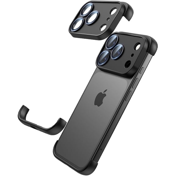 Phone Bumper Case Compatible with iPhone 17 Pro Max,Minimalist Frameless Corner Protection Pad with Camera Lens Protector,No Back Soft Silicone TPU Shockproof Compatible for iPhone17 Pro,Black