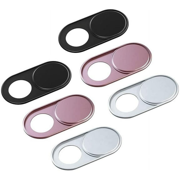 Phone Camera Cover Slide, 0.027In Ultra-Thin Metal Camera Cover, Camera Privacy Covers Accessories for MacBook, iMac, Laptop, PC, iPad, iPhone, Cell Phone, Protect Privacy (Black/Pink/Silver-6 Pack)