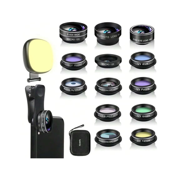 Phone Camera Lens,  3 In 1 Phone Lens Kit-205° Fisheye Lens + Macro Lens + 120° Wide Angle Lens,Clip On Cell Phone Camera Lens Kits Compatible With IPhone,Most Smartphones,9601240