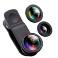 thumbnail image 1 of Phone Camera Lens, 3 in 1 Phone Lens 180° Fisheye Lens,10X Macro Lens, 0.65X Wide Angle Lens,Cell Phone Lens HD Camera Lens Kits, 1 of 9