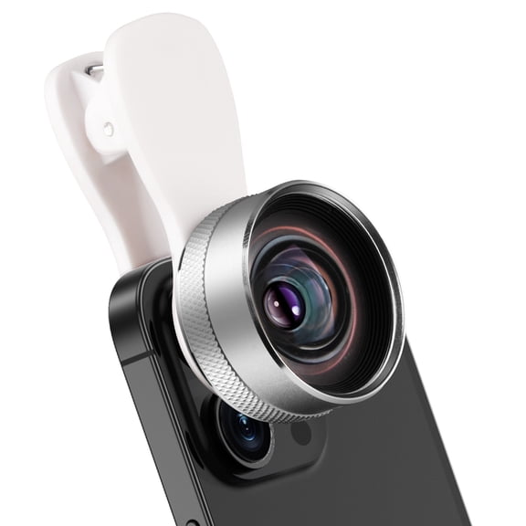 Phone Camera Lens,Cell Phone Clip-on Lens Kit 0.45X Super Wide Angle Lens 140 Clip-on Universal Lens Compatible with iPhone 17 16 15 Samsung S26 S25 and Android Smartphone,Includes Travel Bag,Silver