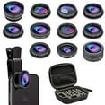 Phone Camera Lens Kit, 11 in 1 Cellphone Lens Kit for iPhone and Android, 0.63X Wide Angle+15X