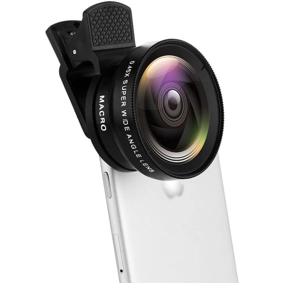 Phone Camera Lens, Professional Attachment Universal Clip on Cell Phone Photography Camera Attachable Mobile Extra 0.45X Wide Angle 12.5X Super Macro Lens Kit for iPhone Android Smartphone