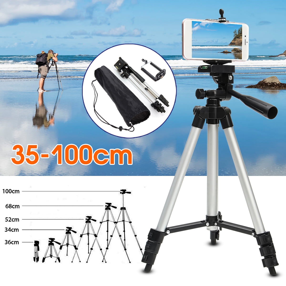 "Phone & Camera Tripod Stand, Flexible Camera Tripod with Universal