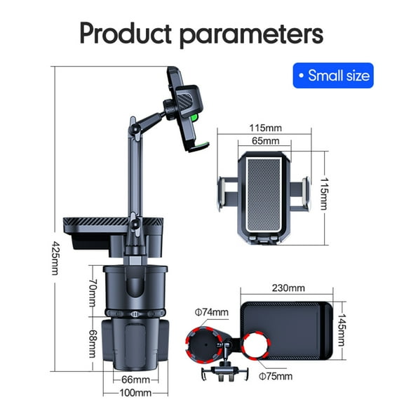 Phone Car Cup Holder Multifunctional Cup Holder Expander With 360 Rotation Tray Mobile Phone Holder Adjustable Base Auto Front Back Seat Organizer Size S, Green