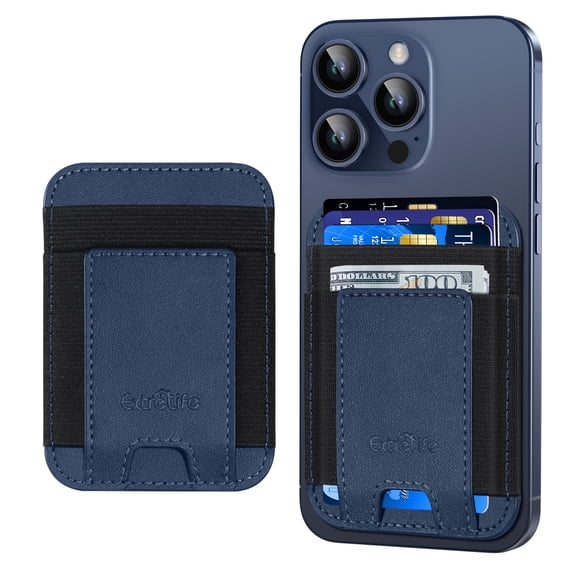 ExtreLife Phone Card Holder, Stick on Phone Wallet, Strongest Adhesive Card Holder for iPhone Case, Samsung, Android, RFID Blocking, Leather