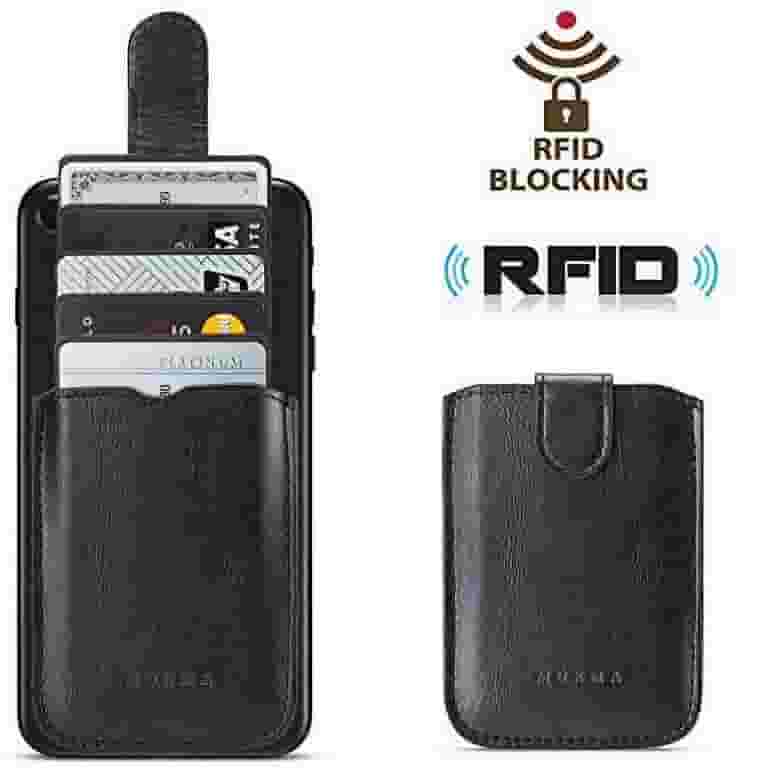 Phone Card Holder RFID Blocking Sleeve, Pu Leather Back Phone