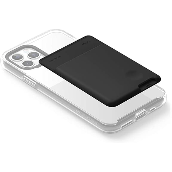 Phone Card Holder - elago Phone Card Holder Pocket [Black] - Secure Card Wallet, Ultra Slim Card Holder 3M Adhesive ID Card for iPhone, Galaxy and Most Smartphones