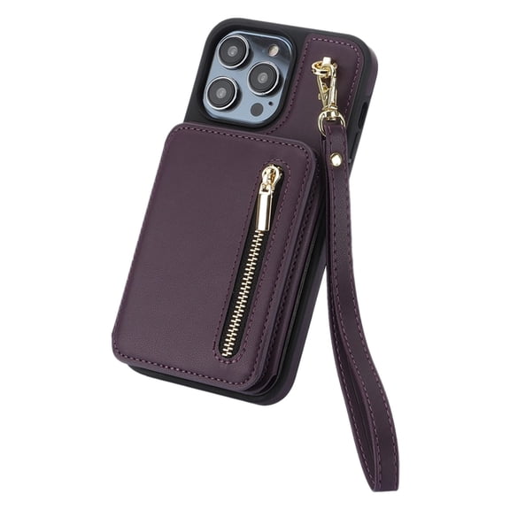 Phone Cas E Wallet Cas E For I P Hone 17 PU Leather Flip Cover With Hand Strap With Card Slots Crossbody Lanyard