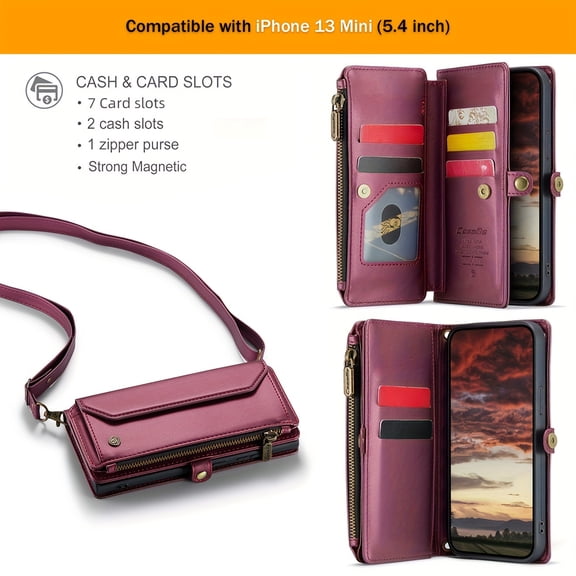 Wallet Phone Case Support Wireless Charging with Blocking Card Holder, Flip Folio Book Faux Leather Protective Phone Cover for iPhone 17/Air/16e/16/11/12/13/14/15/13/7/8 Plus/SE
