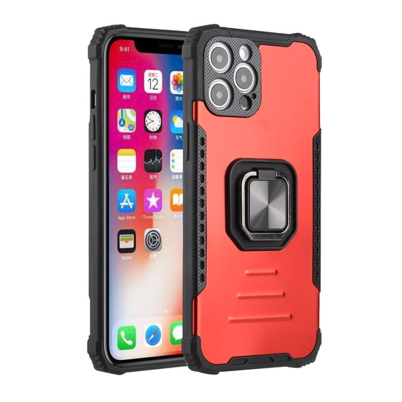 Phone Case for Apple iPhone 11 (6.1") Hybrid with Stand Magnetic Ring Kickstand Bumper Shockproof Armor Heavy Duty Military Grade Cover for iPhone 11 - Red