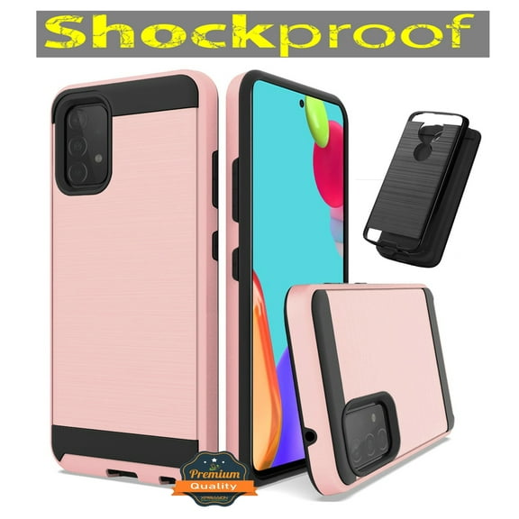Phone Case for Apple iPhone 13 (6.1") Hybrid Rugged Brushed Metallic Design [TPU + Hard PC] Dual Layer Shockproof Armor Impact Cover for iPhone 13 - Rose Gold