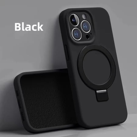Phone Case for Apple iPhone 15 Plus (6.7") Magnetic Stand with MagSafe Compatible, Full Camera & Microfiber Lining Silicone TPU Rubber Cover [ Black ]