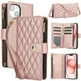 thumbnail image 1 of Phone Case for Apple iPhone 15 Plus, Premium iPhone 15 Plus Case with Wallet, Card Holder, Coin Zipper Pocket Shockproof Flip Cover Stand with Wrist Strap & Detachable Shoulder Strap,Rosegold, 1 of 11