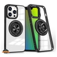 thumbnail image 1 of Phone Case for Apple iPhone 15 Pro Max (6.7") Clear Transparent Back Hybrid with Rotate Ring Stand & MagSafe Compatible Shockproof Slim TPU Cover [Black], 1 of 8