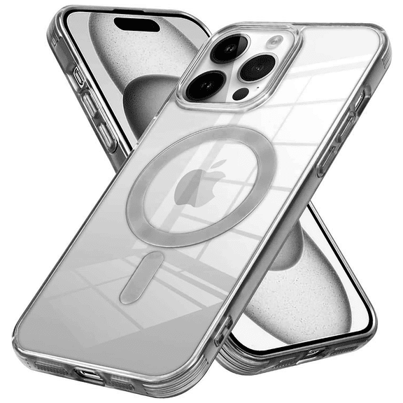 Phone Case for Apple iPhone 15 Pro Max (6.7") Transparent Clear Protective Hybrid Compatible with MagSafe Charging Frame Shockproof Cover [ Ink Black ]