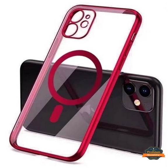 Phone Case for Apple iPhone 17 AIR Clear Hybrid Case with Plating Chrome Frame, Camera Protection, MagSafe Compatible Cover Fit for Apple iPhone 17 Air (6.6") (Red)