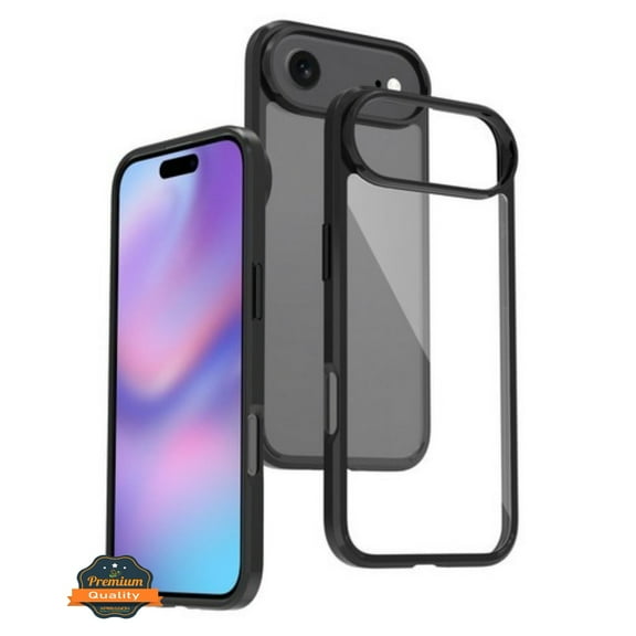 Phone Case for Apple iPhone 17 AIR Crystal HD Clear Back Hybrid Case TPU Bumper Frame Slim Shockproof Hard Defender Cover Fit for Apple iPhone 17 Air (6.6") (Black)