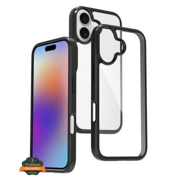 Phone Case for Apple iPhone 17 Crystal HD Clear Back Hybrid Case TPU Bumper Frame Slim Shockproof Hard Defender Cover Fit for Apple iPhone 17 (6.3") (Black)