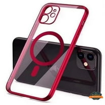 Phone Case for Apple iPhone 17 Pro Max Clear Hybrid Case with Plating Chrome Frame, Camera Protection, MagSafe Compatible Cover Fit for Apple iPhone 17 Pro Max (6.9") (Red)