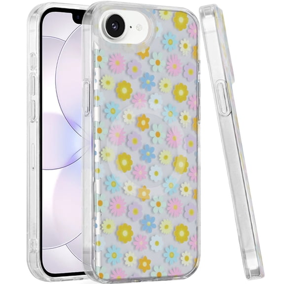 Phone Case for Apple iPhone 17E /16E Stylish Design Shockproof Magnetic TPU IMD Print Rugged Grip Drop Protection Slim Fit Fashion Cover [Bright Blossom]