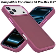 Phone Case for Apple iPhone 18 Pro Max Polished Acrylic Hybrid TPU Slim Shockproof Metal Button Thick Durable Grip Camera Protection Anti-Scratch Cover [Burgundy]