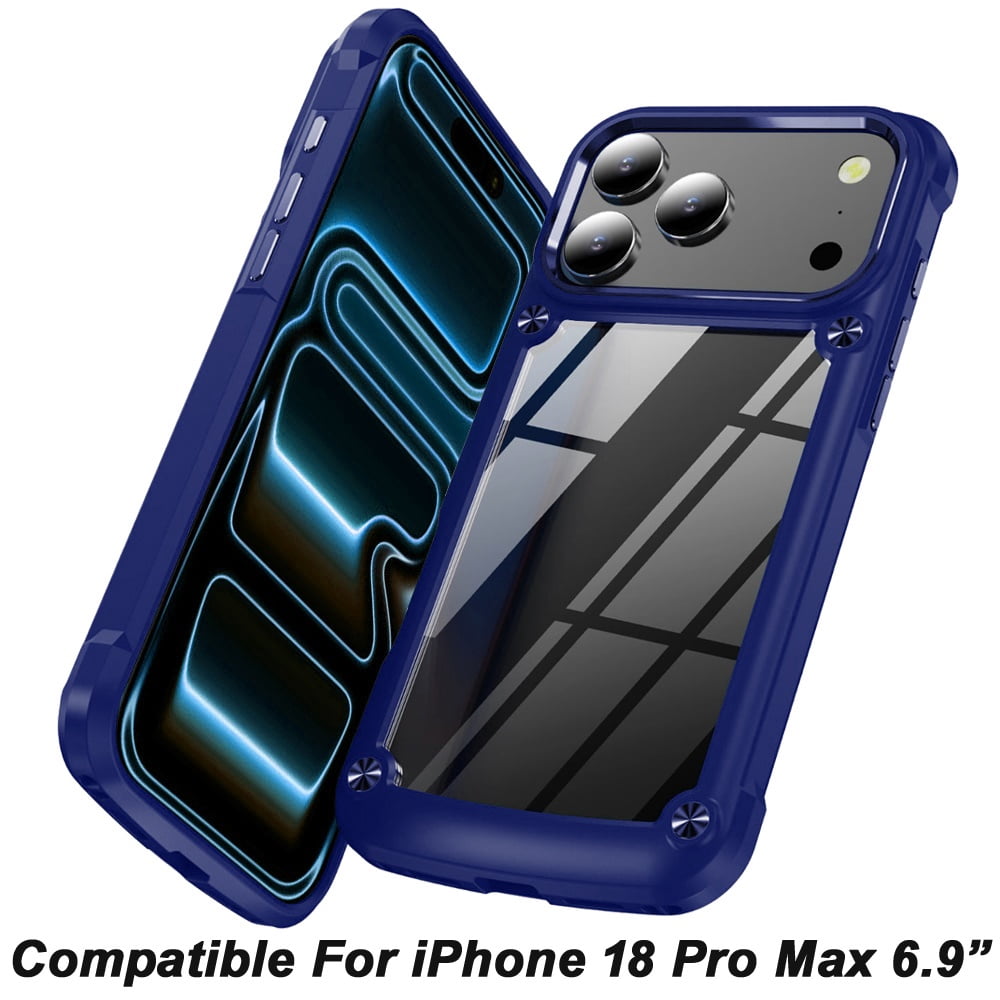 Phone Case for Apple iPhone 18 Pro Max Transparent Hybrid Metal Button ...