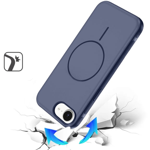 Phone Case for Apple iPhone SE 3 (2022) SE/8/7 Super Magnetic Compatible with MagSafe Matte Hybrid TPU Shockproof Protective Durable Grip Edge Slim Fit Cover [Navy Blue]