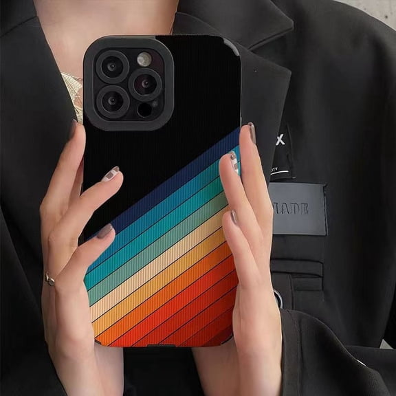 Phone Case Applicable Black Rainbow Applicable FOR IPhone13promax Apple 11 Phone Case 12 All Inclusive 8plus