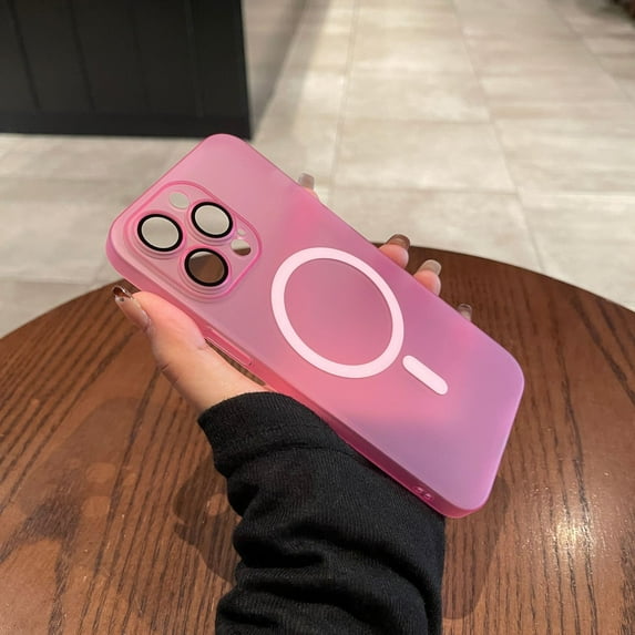 Phone Case Applicable for Apple 15promax Mobile Phone Case Ice Mist Magnetic Suction IPhone14 with Its Own Lens Film PC Matte Case