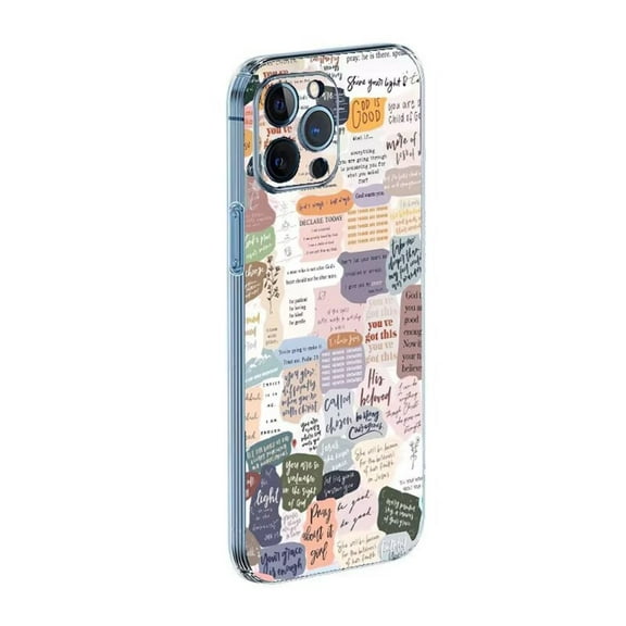 Phone Case Bible Verses Compatible with iPhone 14 Jesus Quotes Christian for Christians Collage Pattern Side Striped Soft Phone Shockproof Cover