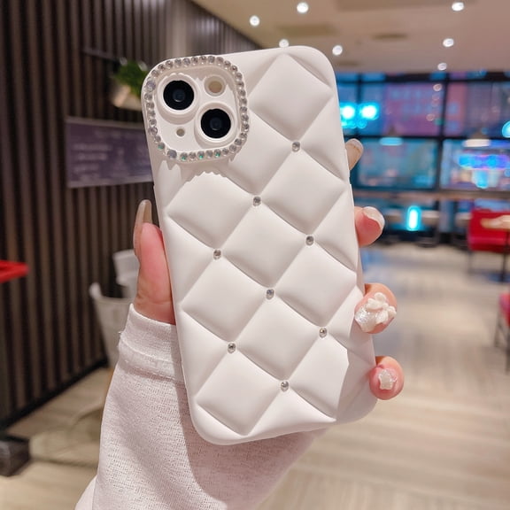 Phone Case • Black Diamond-Patterned Rhinestone Premium Minimalist Frosted • Soft Case • Suitable for iPhone 17 Pro Max/17 Pro/17/16 Pro Max/16/16 Pro/15 Pro/15 Plus/11/12/13/14 Pro Max/11 Pro12 Pro