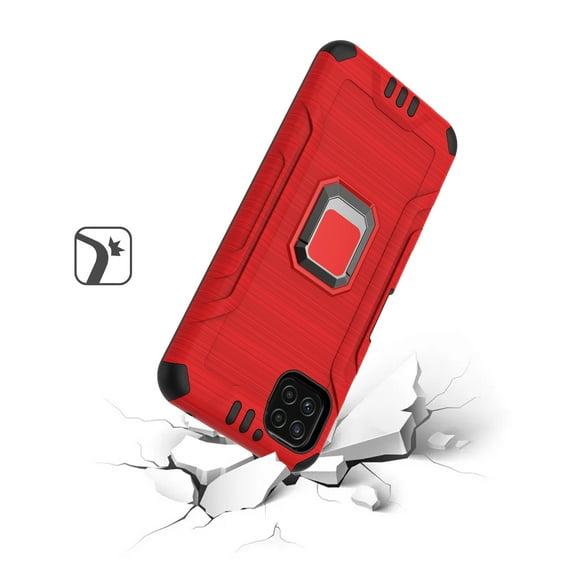 Phone Case for Boost Mobile Celero 5G Hybrid Ring Holder Kickstand Shockproof Magnetic Design Rugged Bumper Armor Drop Protective Cover for Boost Celero 5G - Red
