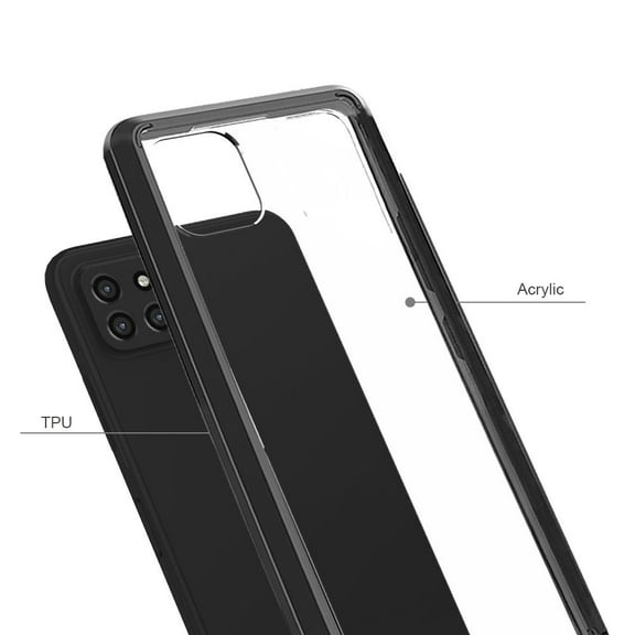 Phone Case for Boost Mobile Celero 5G Hybrid Slim Crystal Clear Transparent Shock-Absorption Bumper with TPU + Hard Back Frame Cover for Boost Celero 5G - Black