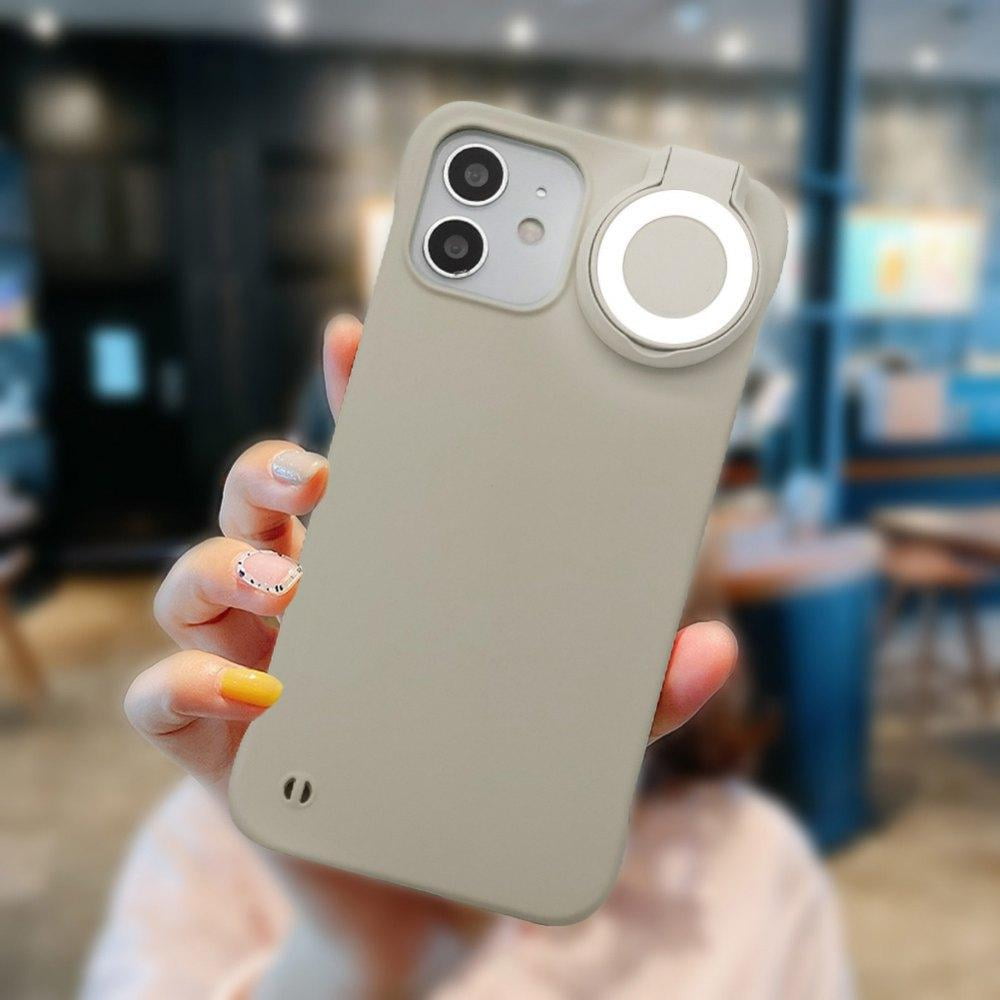 Phone Case Built in Selfie Ring Light for iPhone 13 LED Illuminated Selfie Light Up Luminous Flashlight Cell phone Case Cover for iPhone 13