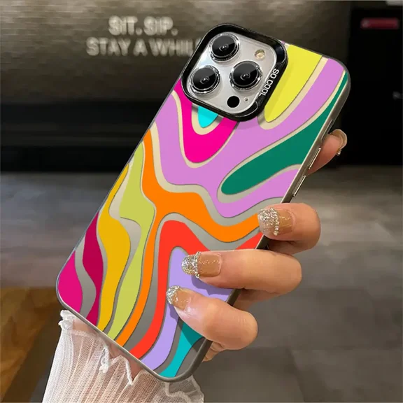 Phone Case Colorful Abstract Wavy Pattern Cover Cases Suitable for Iphone 17promax 16 15 14 13 12 Antidrop Hard Shell Modern Funky Fashion Can Be Given to Friends