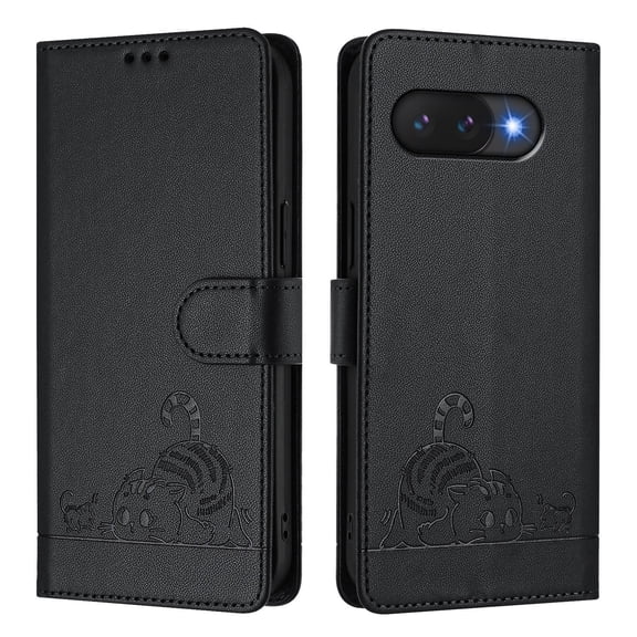 Phone Case Compatible with Google Pixel 9A with Kickstand,Card Slots,Silicone Bumper,Shockproof,Flip Wallet Leather Protective Cover for Google Pixel 9A,S3