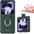 thumbnail image 1 of Phone Case Compatible with Motorola Razr+/ Motorola Moto Razr Plus 2023 with Ring, Shockproof Protective Phone Case Cover for Motorola Razr 40 Ultra QHZH-Green, 1 of 12