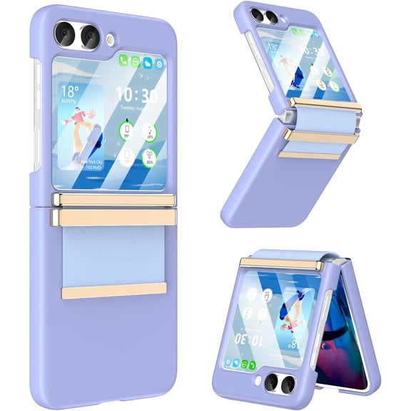 Phone Case Compatible for Samsung Galaxy Z Flip 6 with Hinge Protection, Flip 6 Plating Metal Design Shockproof Full Body Protective Phone Case Cover for Galaxy Z Flip 6 5G(Purple)