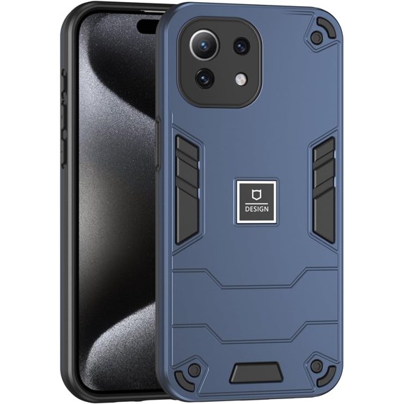 Phone Case Compatible with Xiaomi Mi 11 Lite 5G,Compatible with Xiaomi Mi 11 Lite 4G/5G M2101K9AG M2101K9AI M2101K9G/C/R Case Dual-layer drop-proof TPU+PC 2-in-1 protective Case Blue