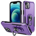 thumbnail image 1 of Phone Case Compatible with iPhone 13, Cover with Magnetic Ring Holder Stand Hybrid Rugged Shockproof Drop Proof Heavy Duty Cell Accessories for iPhone 13 Women Men, Purple/Black, 1 of 11