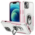 thumbnail image 1 of Phone Case Compatible with iPhone 14, Cover with Magnetic Ring Holder Stand Hybrid Rugged Shockproof Drop Proof Heavy Duty Cell Accessories for iPhone 14 Women Men, White/Pink, 1 of 9