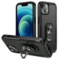 thumbnail image 1 of Phone Case Compatible with iPhone 14, Cover with Magnetic Ring Holder Stand Hybrid Rugged Shockproof Drop Proof Heavy Duty Cell Accessories for iPhone 14 Women Men, Black/Black, 1 of 9