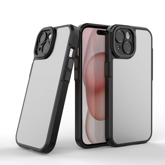 Phone Case Compatible with iPhone 15 Matte Luxury Stain Resistant Back Cover Case ,Anti-Scratch Shockproof Bumper Drop Protective Slim Fit Frosted Translucent Phone Case,Black