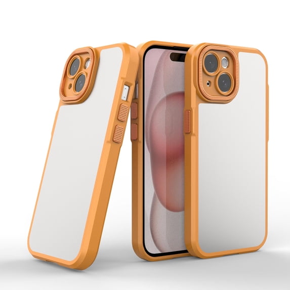 Phone Case Compatible with iPhone 15 Plus Matte Luxury Stain Resistant Back Cover Case ,Anti-Scratch Shockproof Bumper Drop Protective Slim Fit Frosted Translucent Phone Case,Orange
