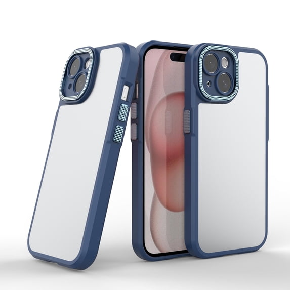 Phone Case Compatible with iPhone 15 Plus Matte Luxury Stain Resistant Back Cover Case ,Anti-Scratch Shockproof Bumper Drop Protective Slim Fit Frosted Translucent Phone Case,Blue