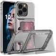 thumbnail image 1 of Phone Case Compatible with iPhone 15 Pro Case Wallet with Credit Card Holder Soft TPU Bumper Hard PC Anti-Scratch Shockproof Case Clear with Kickstand for 15 Pro 6.1 inch(Clear Black), 1 of 12