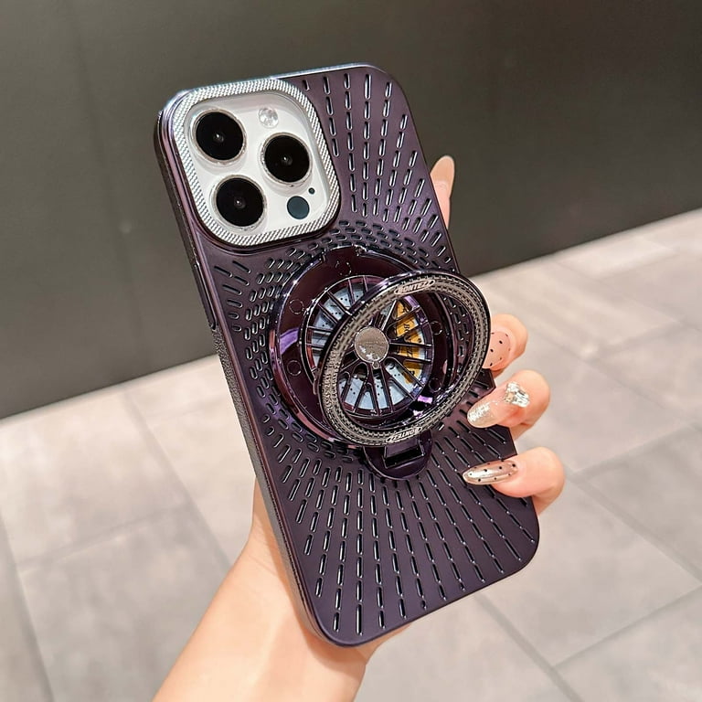 Phone Case Compatible with iPhone 15 Pro Max, Hollow Hole Heat Dissipation  Breathable Cooling Case with 360 Degree Rotation Finger Ring Kickstand PC  Rugged Protection Cover Case,Darkpurple - Walmart.com